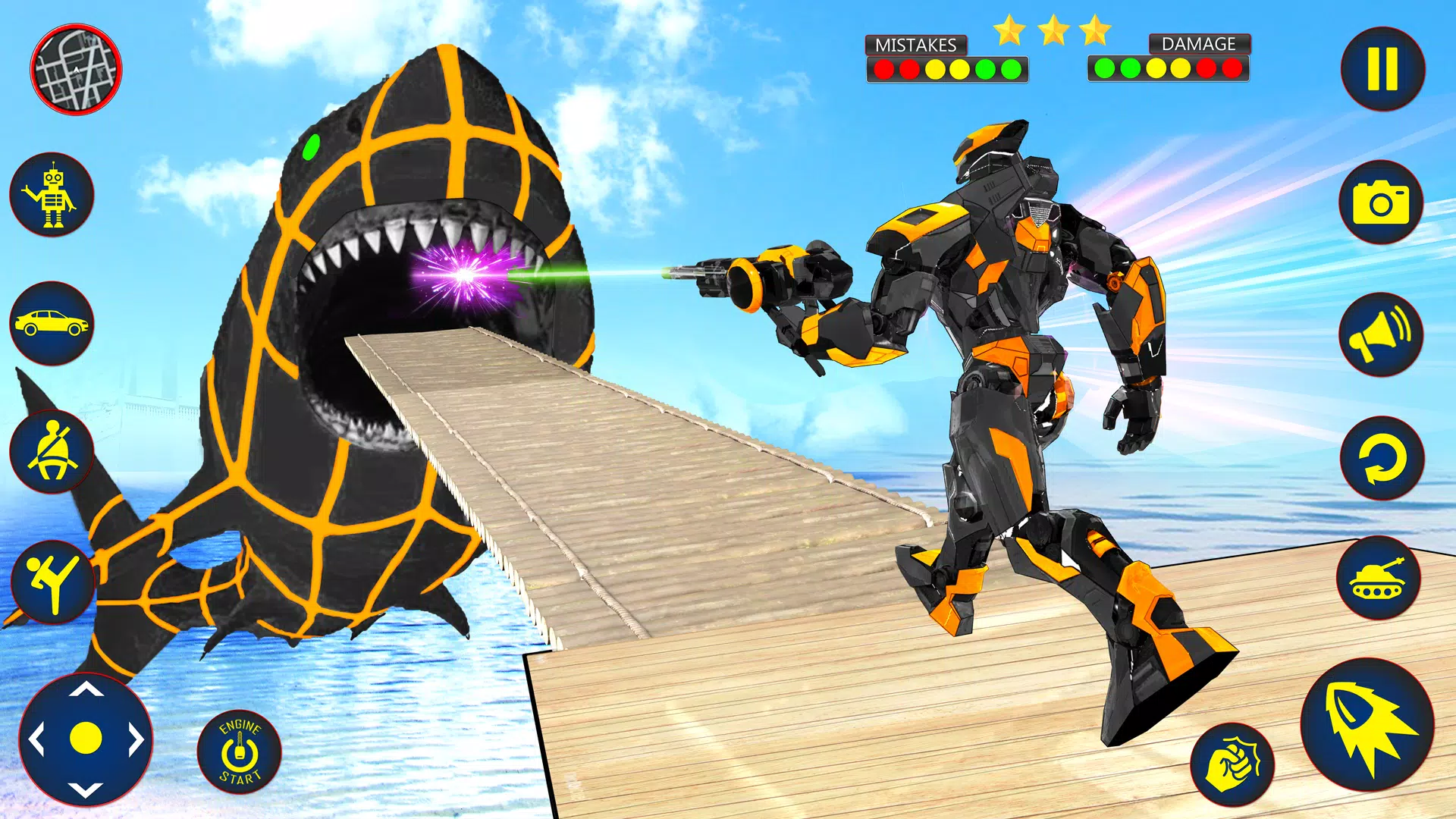 Shark Robot Car Transform Game Screenshots