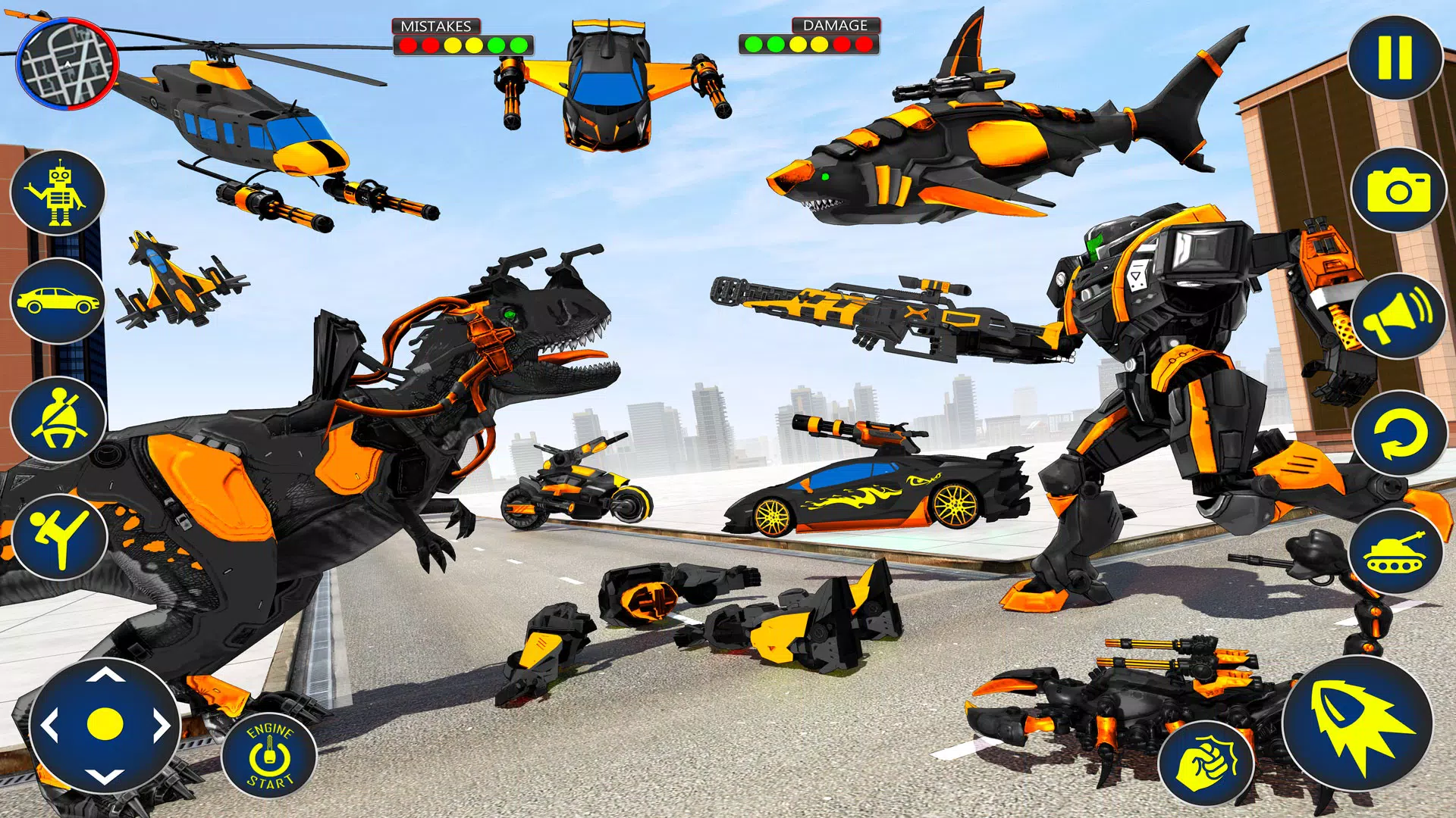 Shark Robot Car Transform Game Screenshots