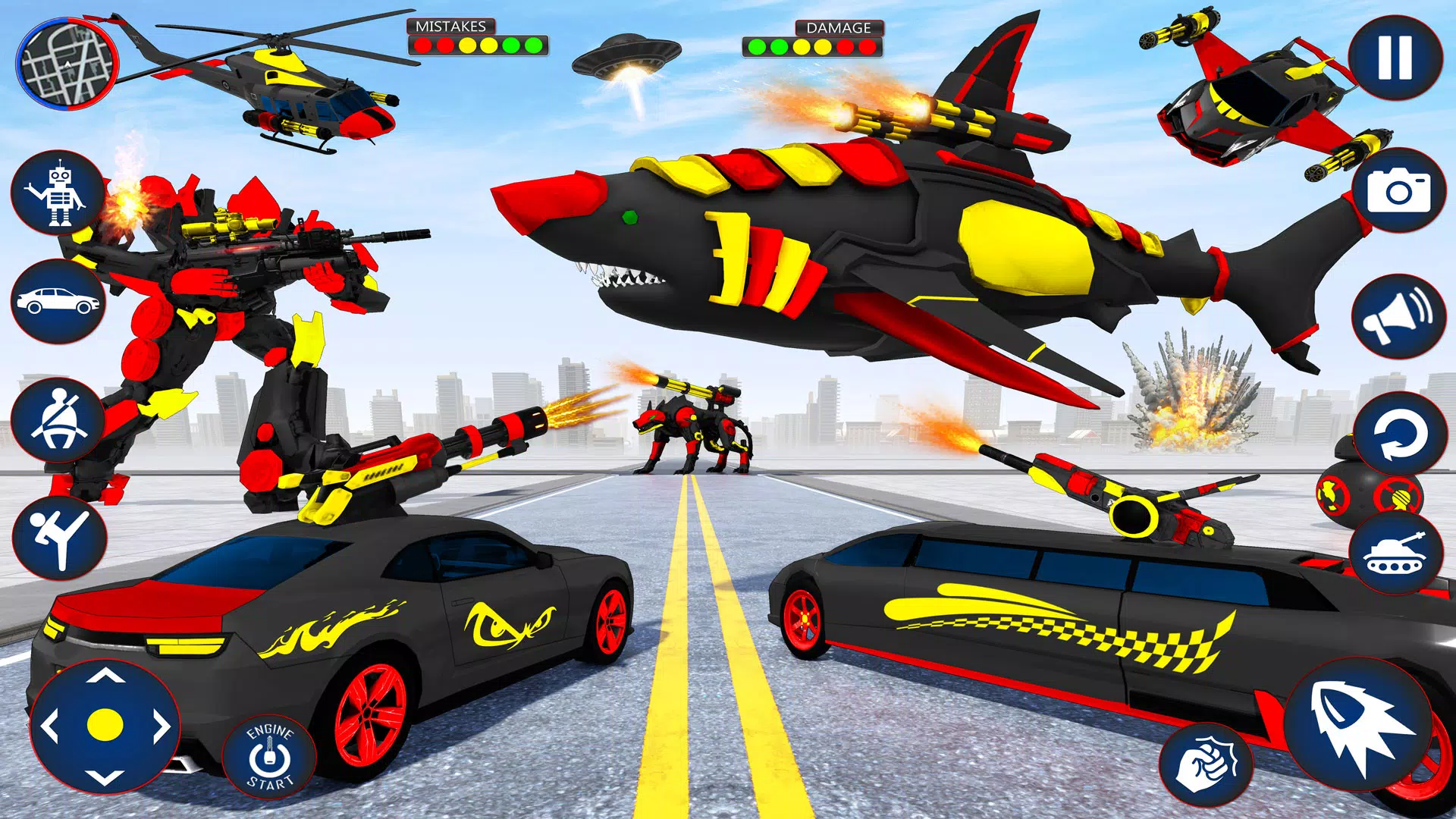 Shark Robot Car Transform Game Screenshots