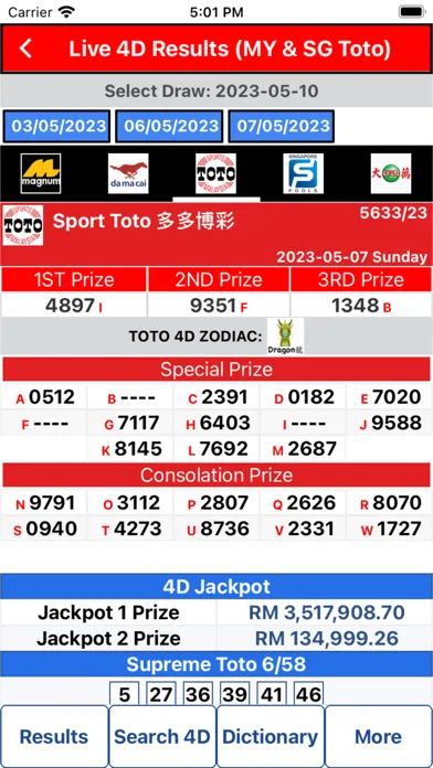تصاویر Live 4D Result (MY & SG) Toto