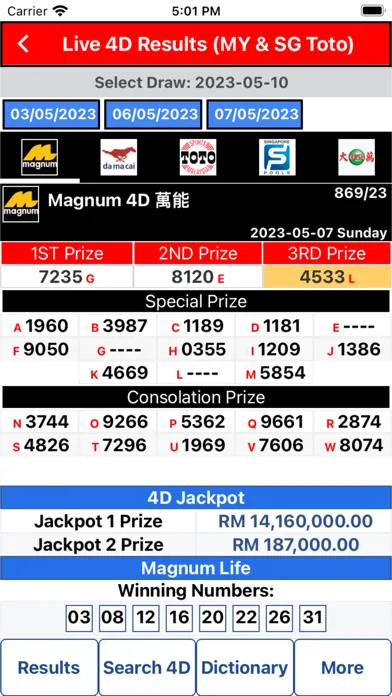 تصاویر Live 4D Result (MY & SG) Toto