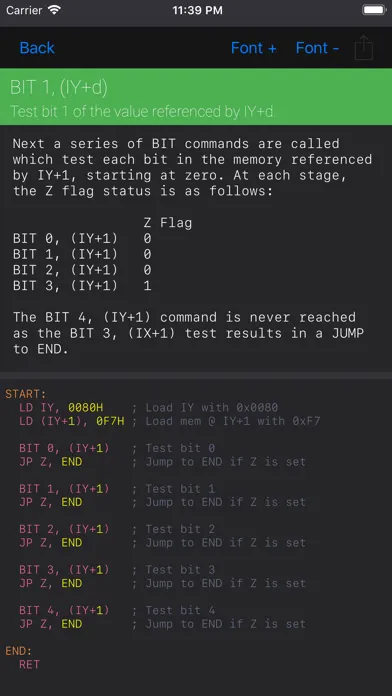 ภาพหน้าจอของ Z80 Reference