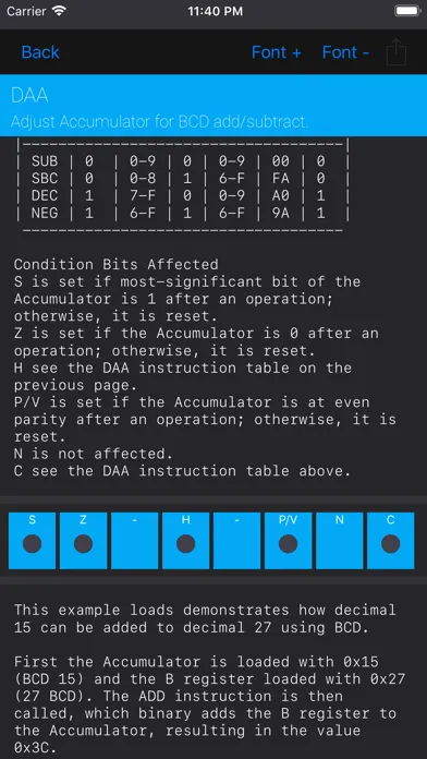 ภาพหน้าจอของ Z80 Reference