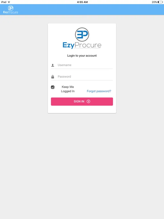 Ảnh chụp màn hình của EzyProcure iPad 