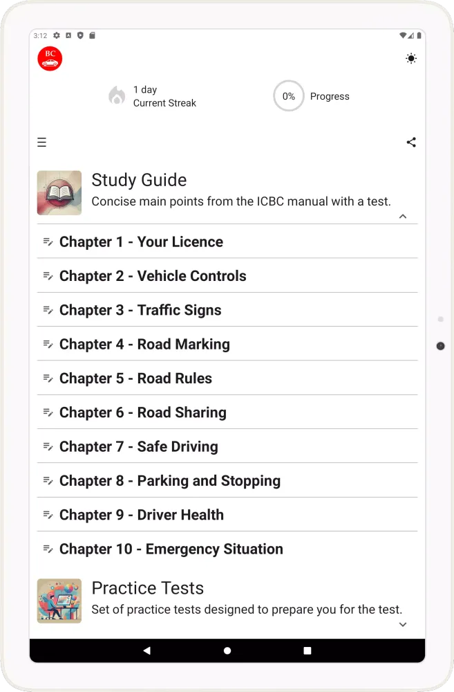 ICBC Practice Knowledge Test 스크린샷