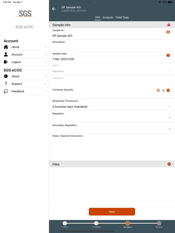Capturas de pantalla de SGS eCOC iPad 