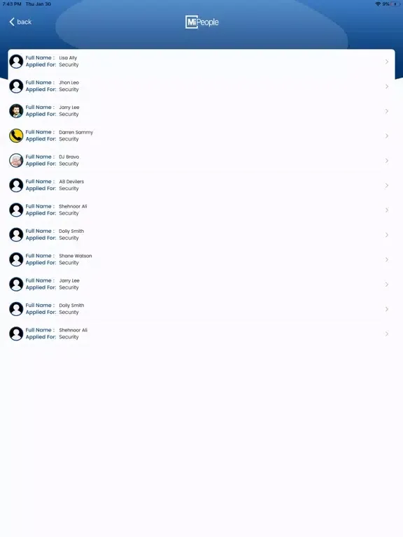 MiPeople-HR iPad  スクリーンショット