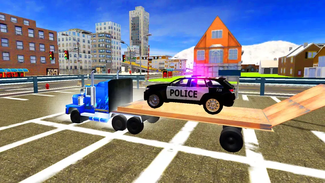 Ảnh chụp màn hình của Police Car Transport Truck 3d