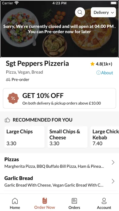 Tangkapan layar Sgt Peppers Pizzeria