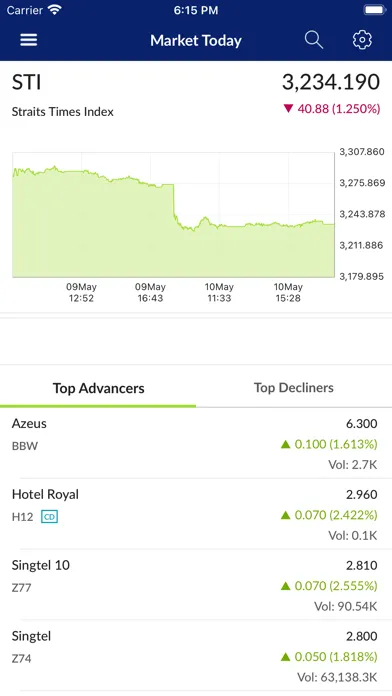 Capturas de tela do SGX Mobile