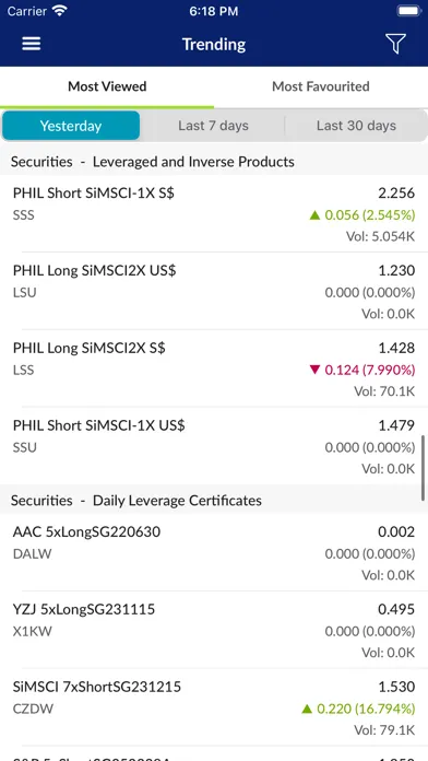 Capturas de tela do SGX Mobile