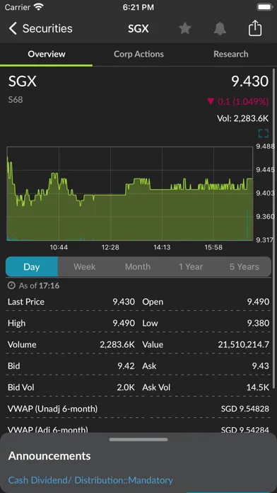 Capturas de tela do SGX Mobile