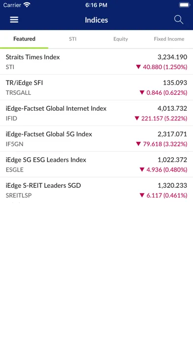 Capturas de tela do SGX Mobile