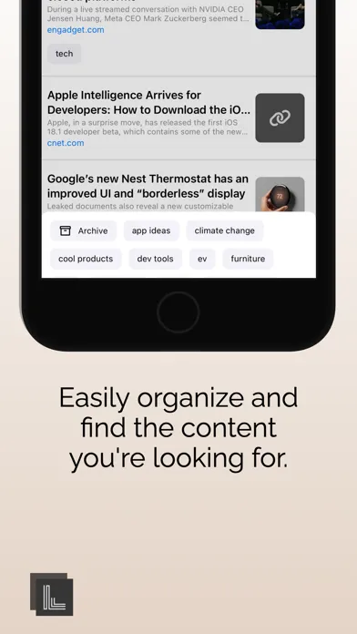 Capturas de tela do Laytur: save links + reminders