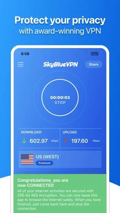 SkyBlueVPN: VPN Fast & Secure Screenshots