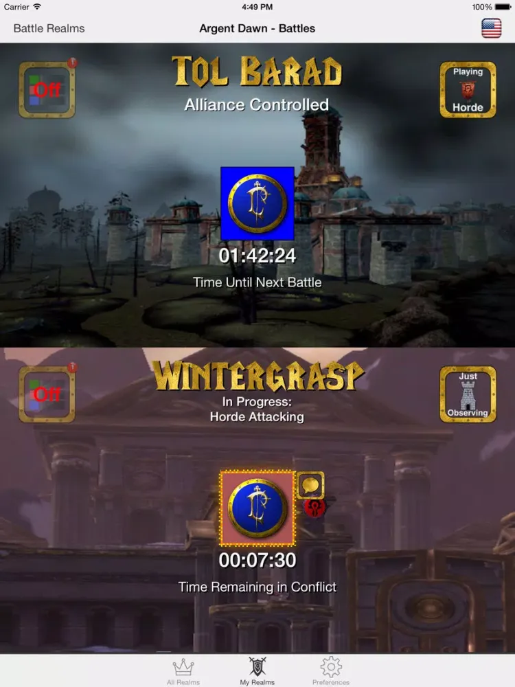 Tangkapan skrin QueueUp: A World of Warcraft PvP Battle Zone Companion iPad 