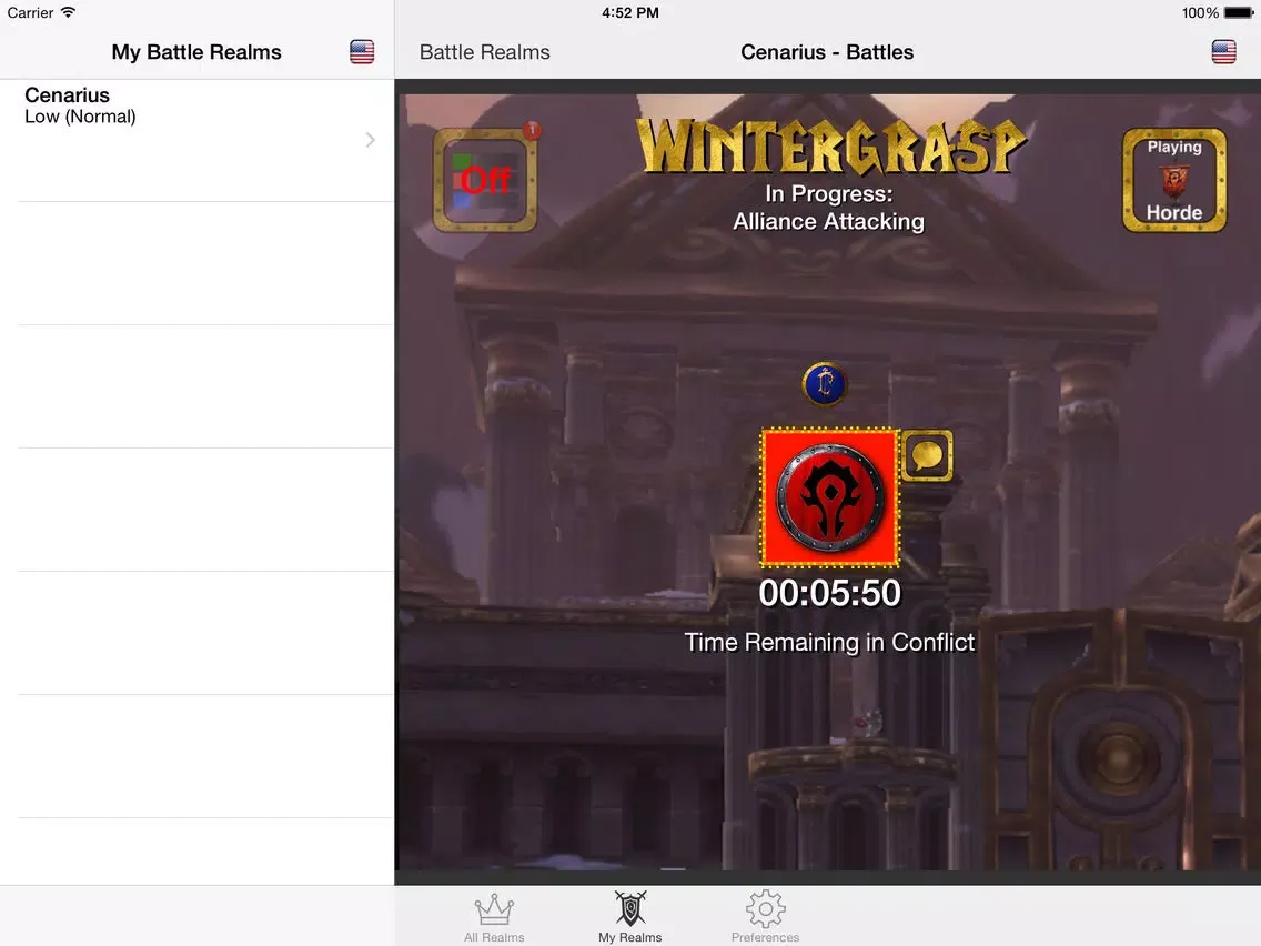 Tangkapan skrin QueueUp: A World of Warcraft PvP Battle Zone Companion iPad 