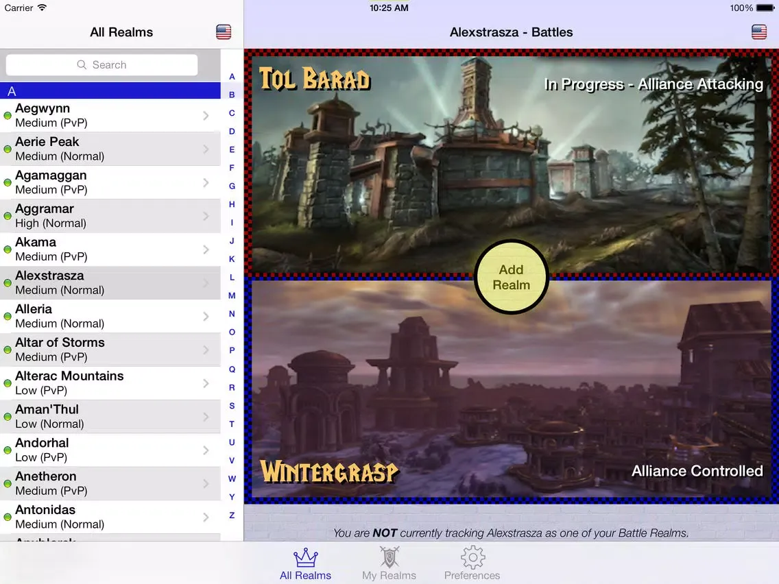 Tangkapan skrin QueueUp: A World of Warcraft PvP Battle Zone Companion iPad 