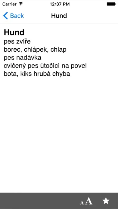 Zrzuty ekranu Czech-German dictionary