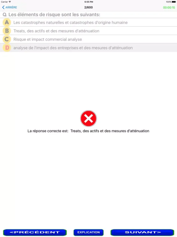 Tangkapan skrin CISSP CBK-5 in French iPad 