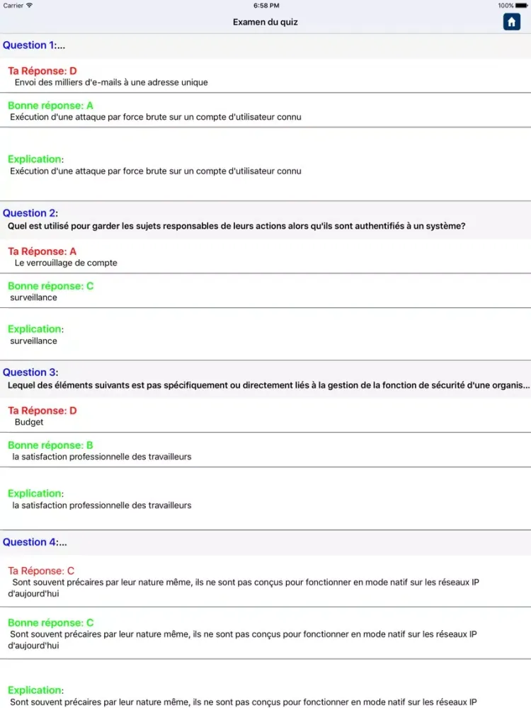 Tangkapan skrin CISSP CBK-5 in French iPad 