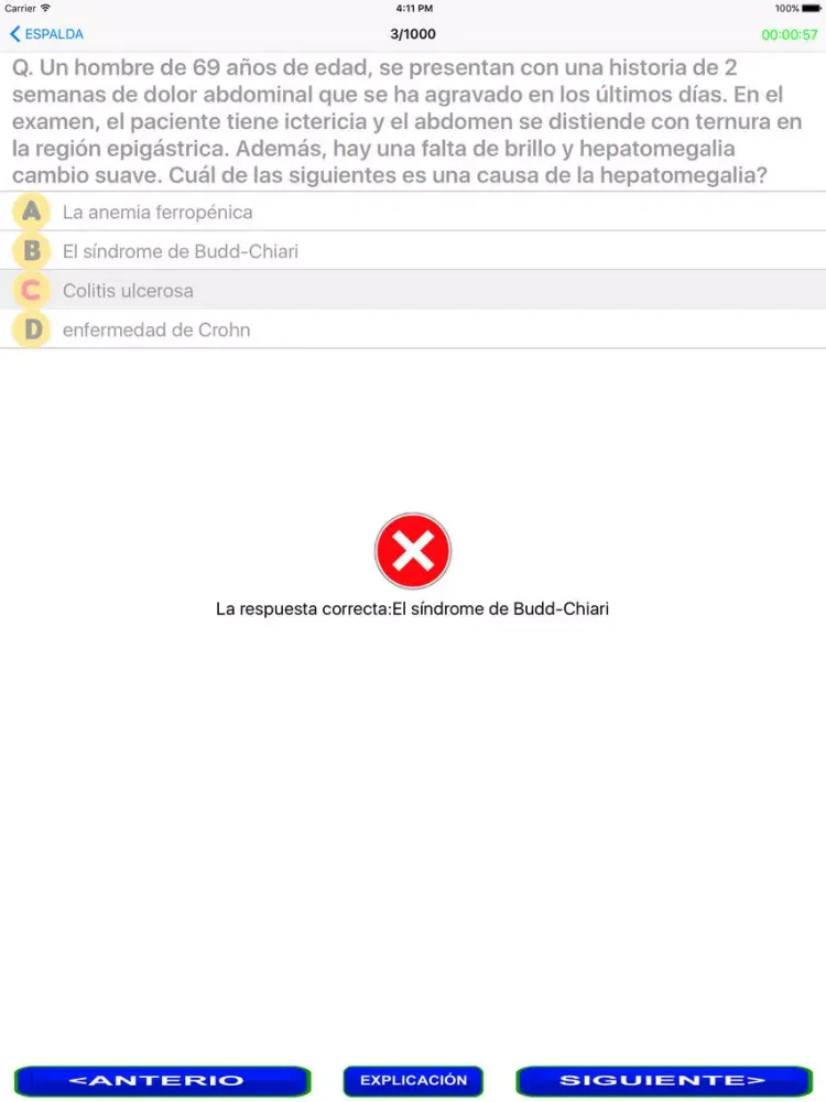 Prueba de Medicina Interna iPad 應用截圖