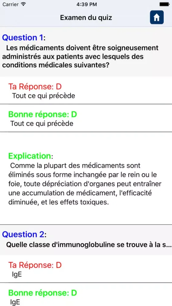 pathophysiology Quiz Questions in French স্ক্রিনশট