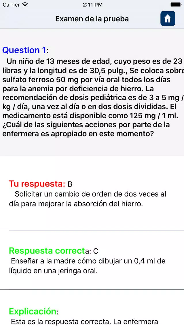 Capturas de pantalla de Examen de Enfermería Pediátrica