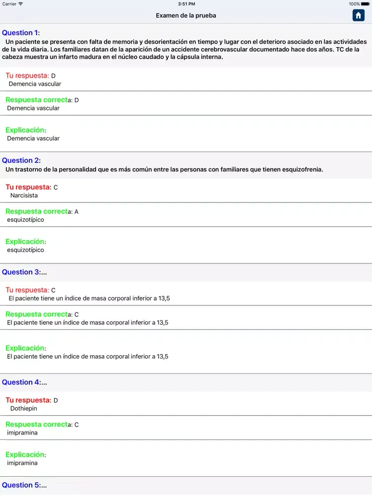 تصاویر Preguntas de Psiquiatria iPad 