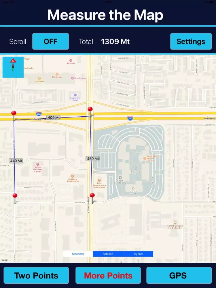 Measure Exact Distances on map iPad  스크린샷