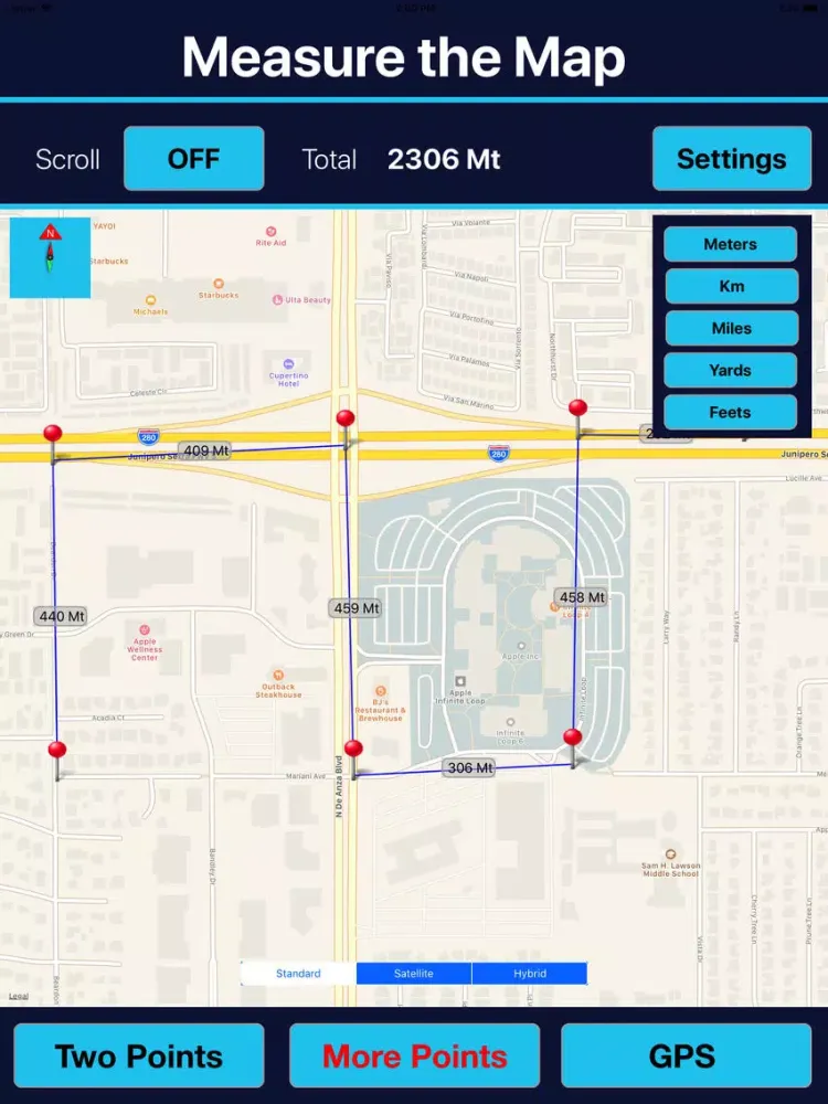 Measure Exact Distances on map iPad  스크린샷
