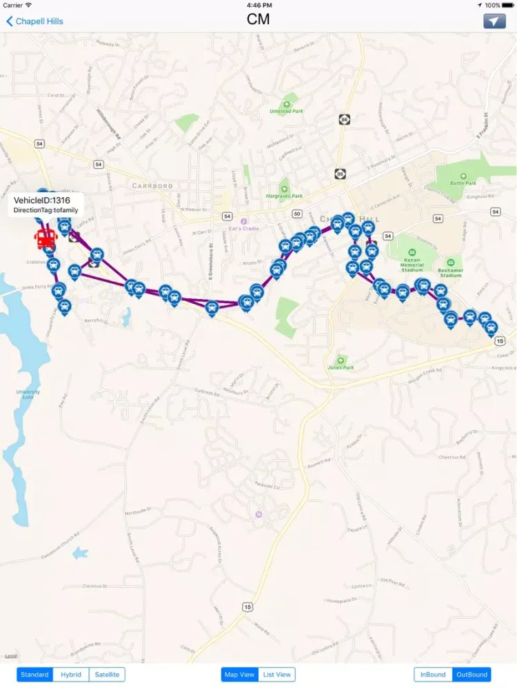 Chapel Hill Transit - North Carolina iPad  स्क्रीनशॉट