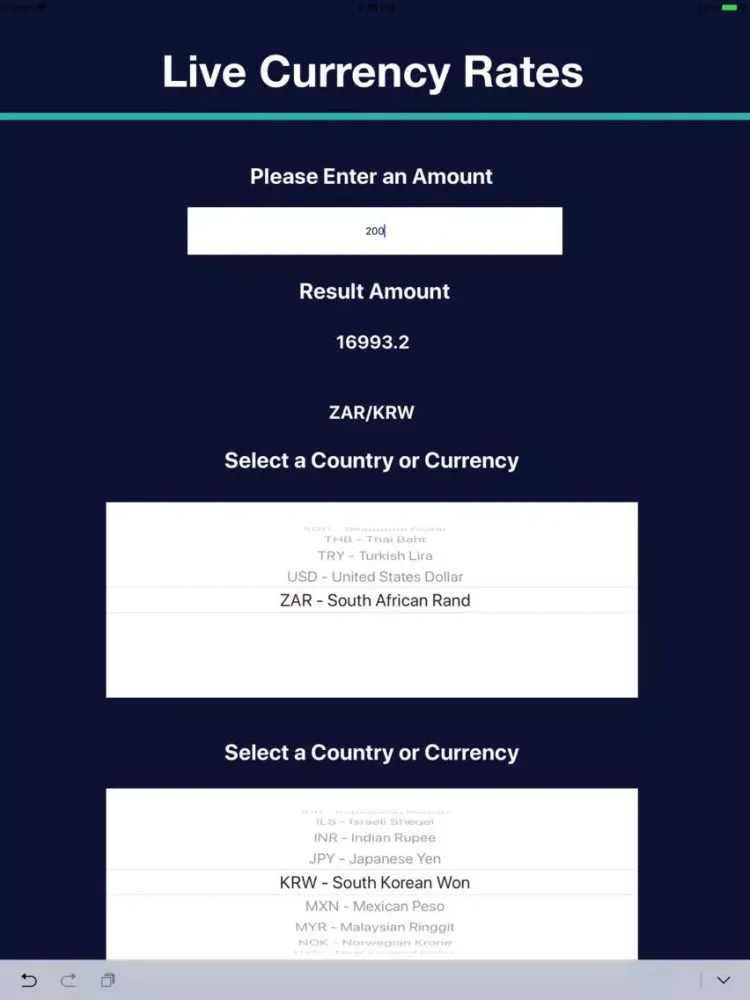 Live Exchange Rate Calculator iPad  Ekran Görüntüleri