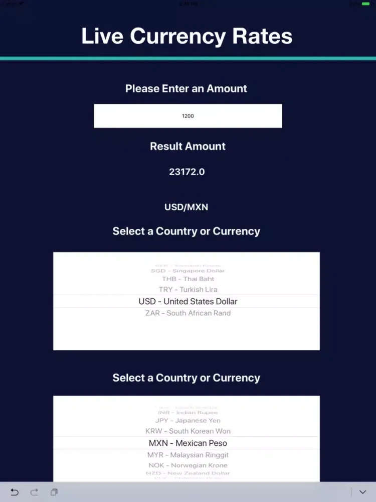 Live Exchange Rate Calculator iPad  Ekran Görüntüleri