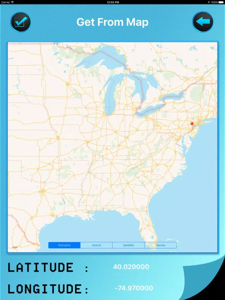 Tangkapan skrin Latitude and Longitude iPad 