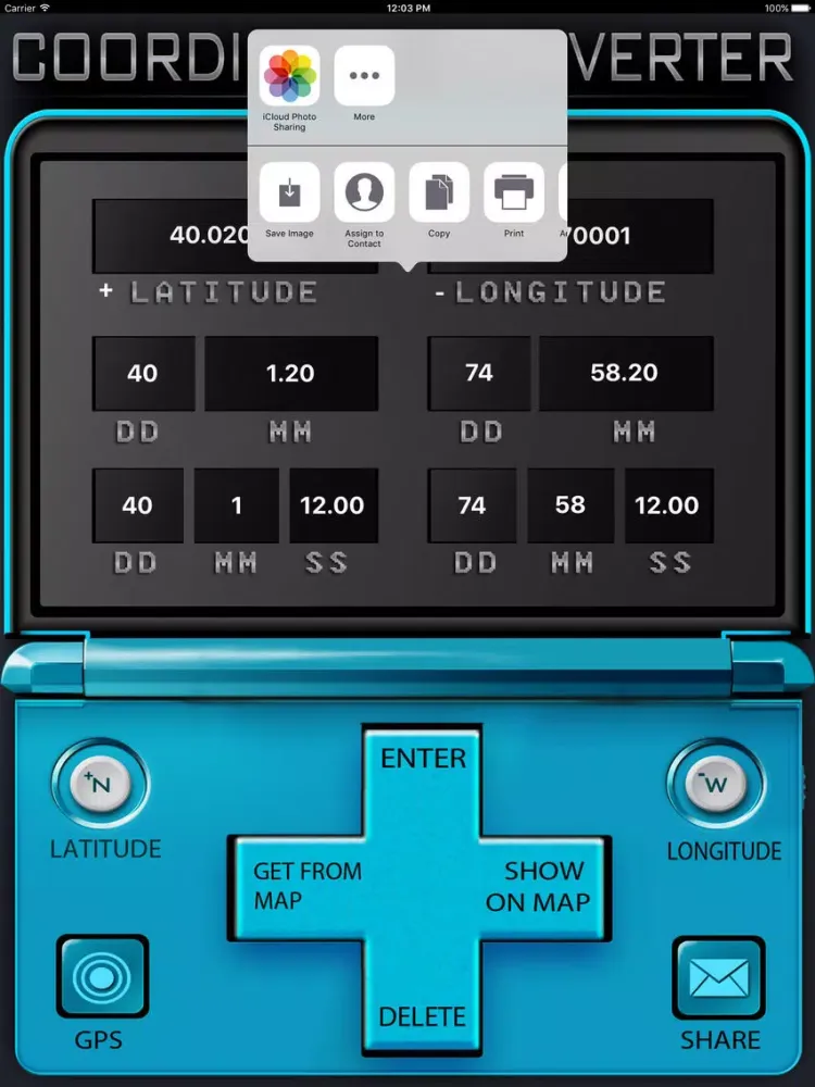 Tangkapan skrin Latitude and Longitude iPad 