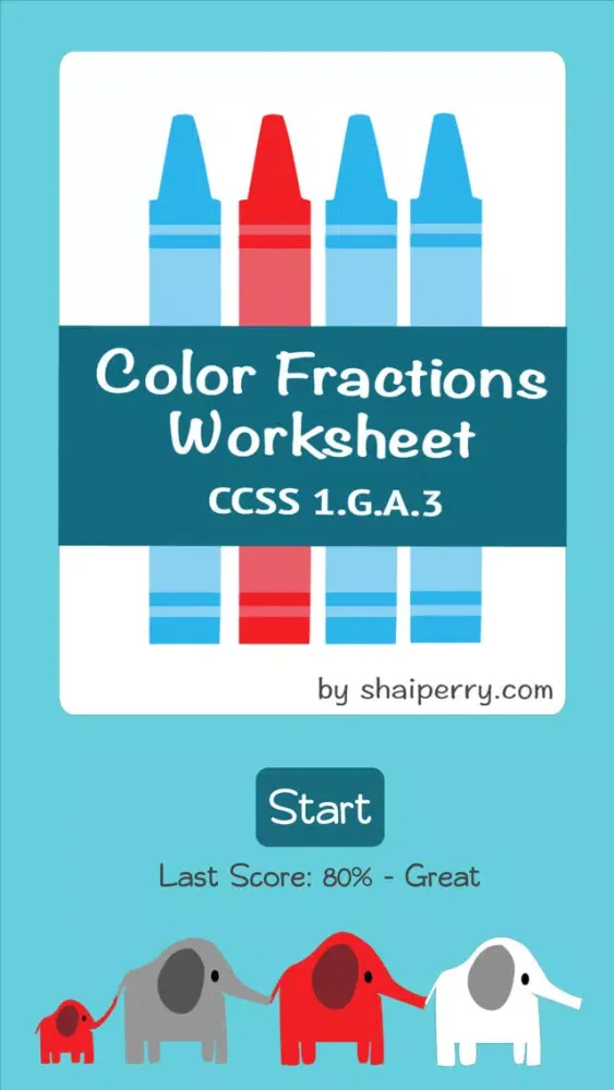 تصاویر Color Fractions - 1st Grade Common Core