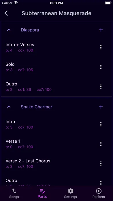 MIDI Set List سکرین شاٹس