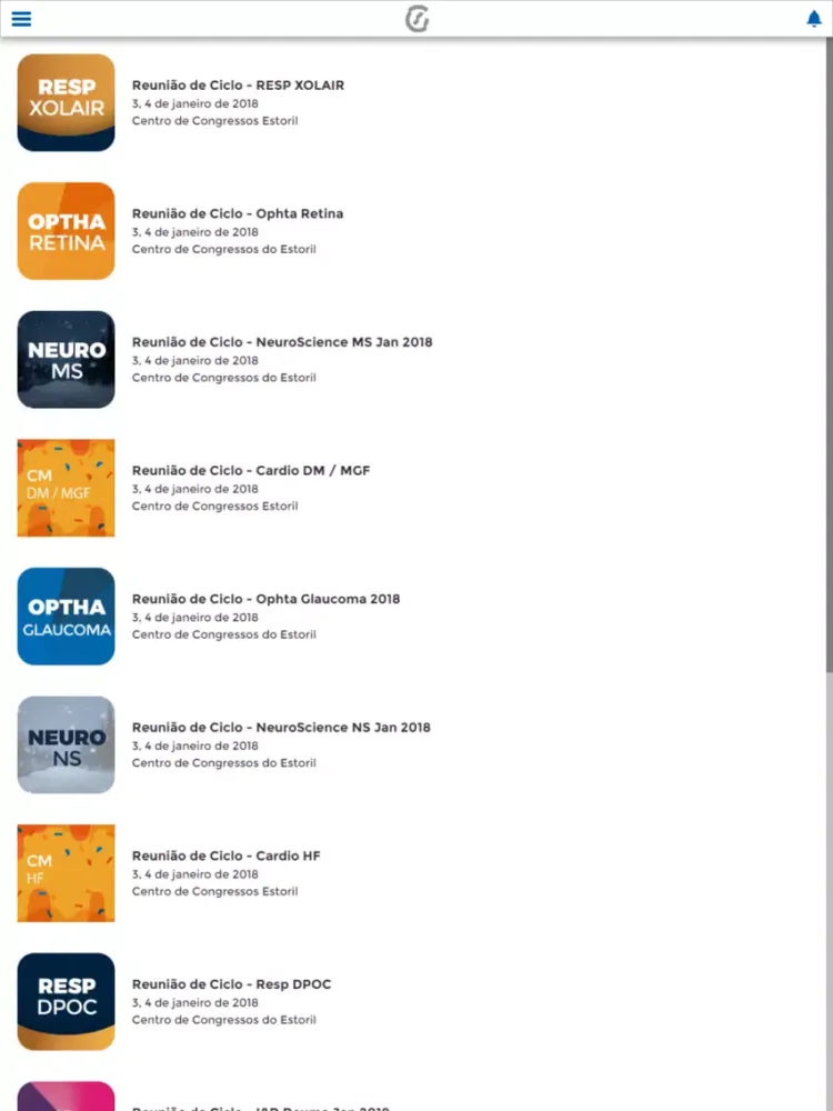 Tangkapan skrin Novartis Events Portugal iPad 