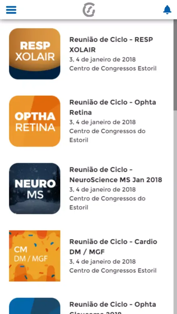 Tangkapan skrin Novartis Events Portugal