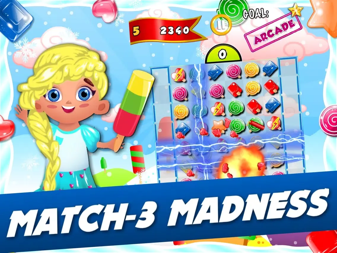 Tangkapan skrin Frozen Ice-cream Puzzle - match-3 candy game for soda mania'cs gratis iPad 