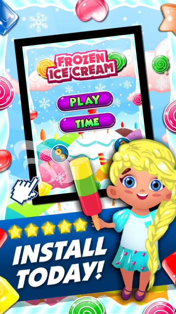 Tangkapan skrin Frozen Ice-cream Puzzle - match-3 candy game for soda mania'cs gratis