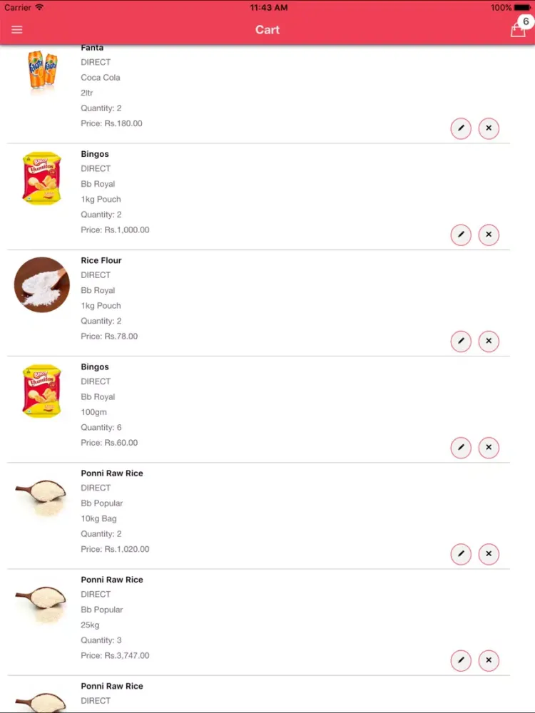 Tangkapan layar Grocery Mart iPad 