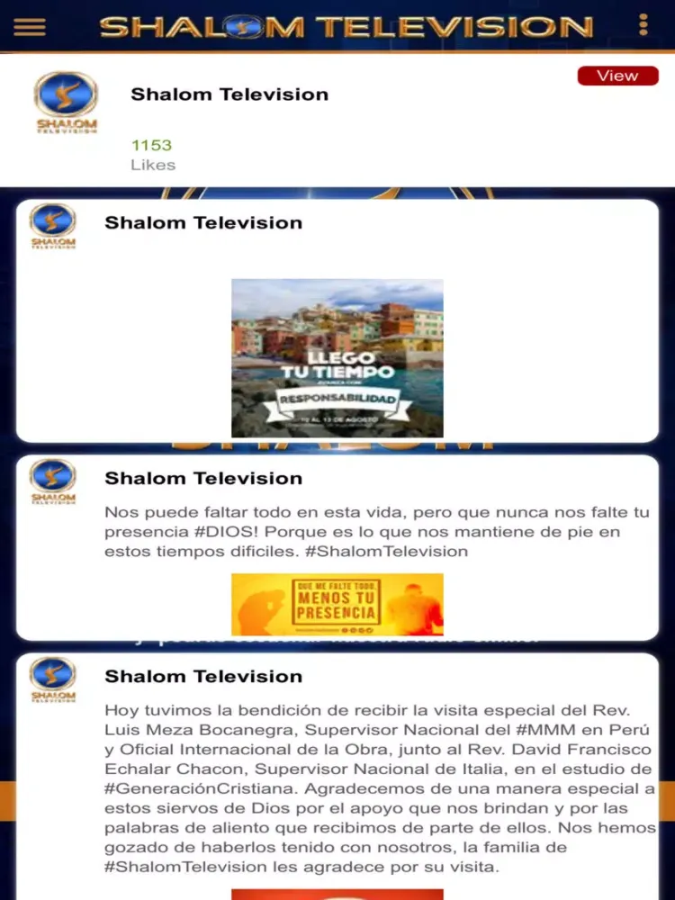Ảnh chụp màn hình của Shalom Television iPad 