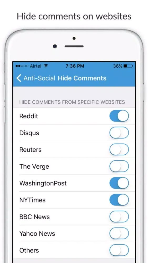 Anti-Social - Block social media content from websites Screenshots