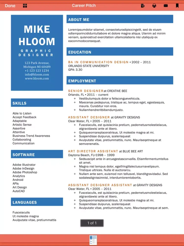 Ảnh chụp màn hình của 333 Resume Templates iPad 