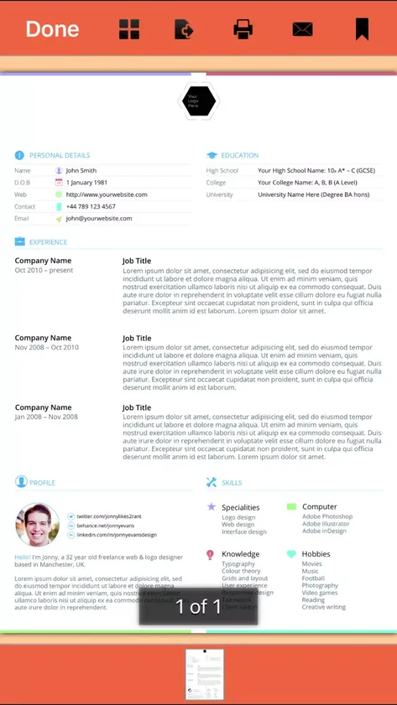 Ảnh chụp màn hình của 333 Resume Templates