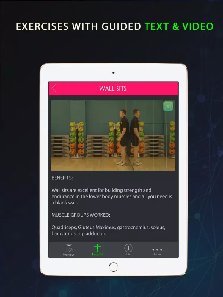 تصاویر 30 Day Wall Sit Fitness Challenges Pro iPad 