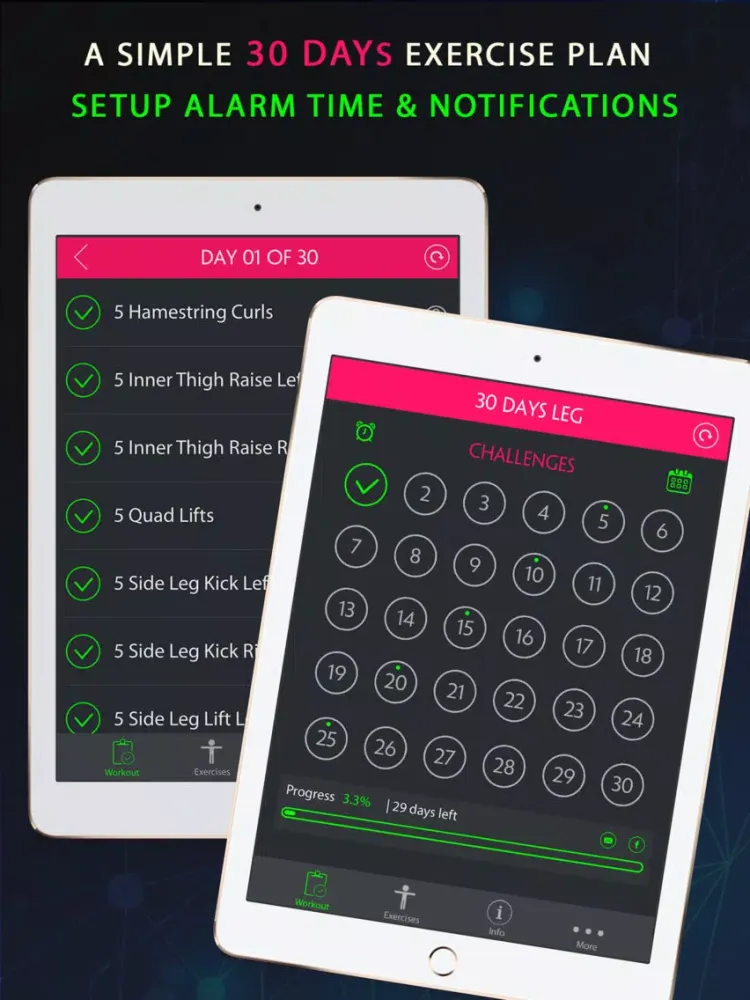 Tangkapan skrin 30 Day Leg Fitness Challenges ~ Daily Workout Pro iPad 