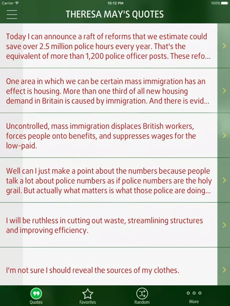 Quotes from Theresa May iPad  스크린샷